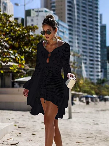 Sexy Cover up Bikini Women Swimsuit Cover-Up Beach Bathing Suit Beach Wear Knitting Swimwear Mesh Beach Dress Tunic Robe